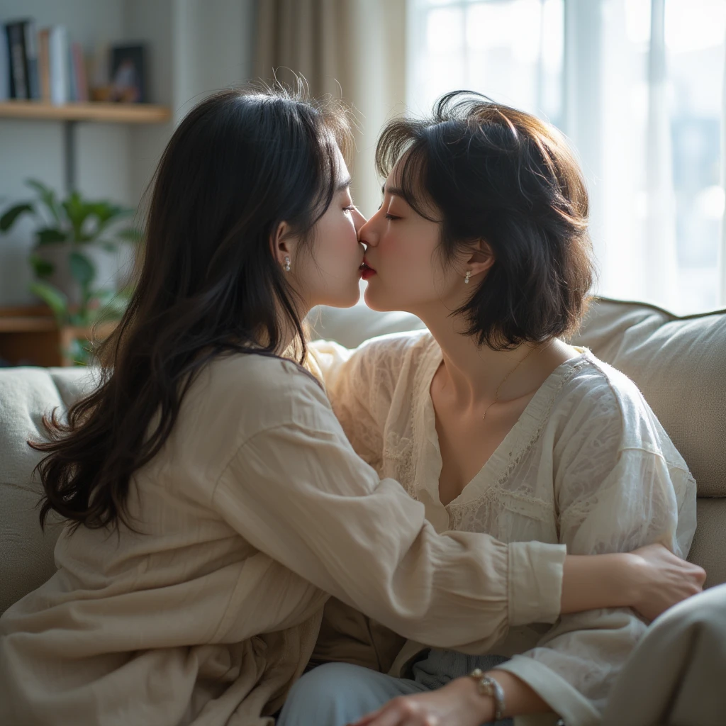(Tabletop,high quality,16k:1.1),(Written boundary depth:1.3) ,((Front body:1.35)), Japanese ,2Women, Landmine Makeup ,Embrace each other,Lesbian,Precision in the details,4k,High resolution,Smooth image quality,Clear,Contour,Lesbian、Love each other、Porn,Mature Women,60 years old,18 year old girl and old woman,