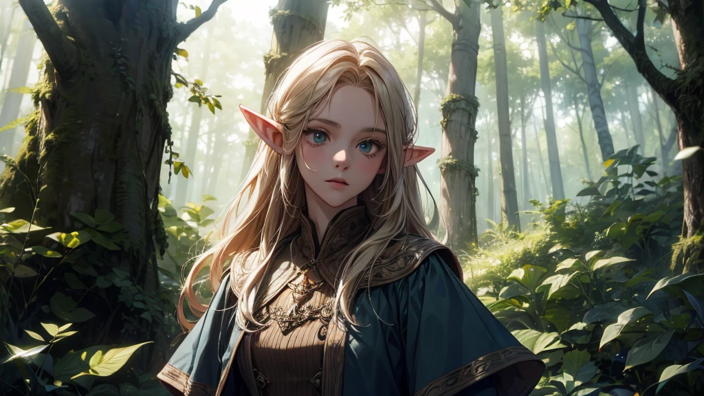 1girl, elf, blond hair, young girl