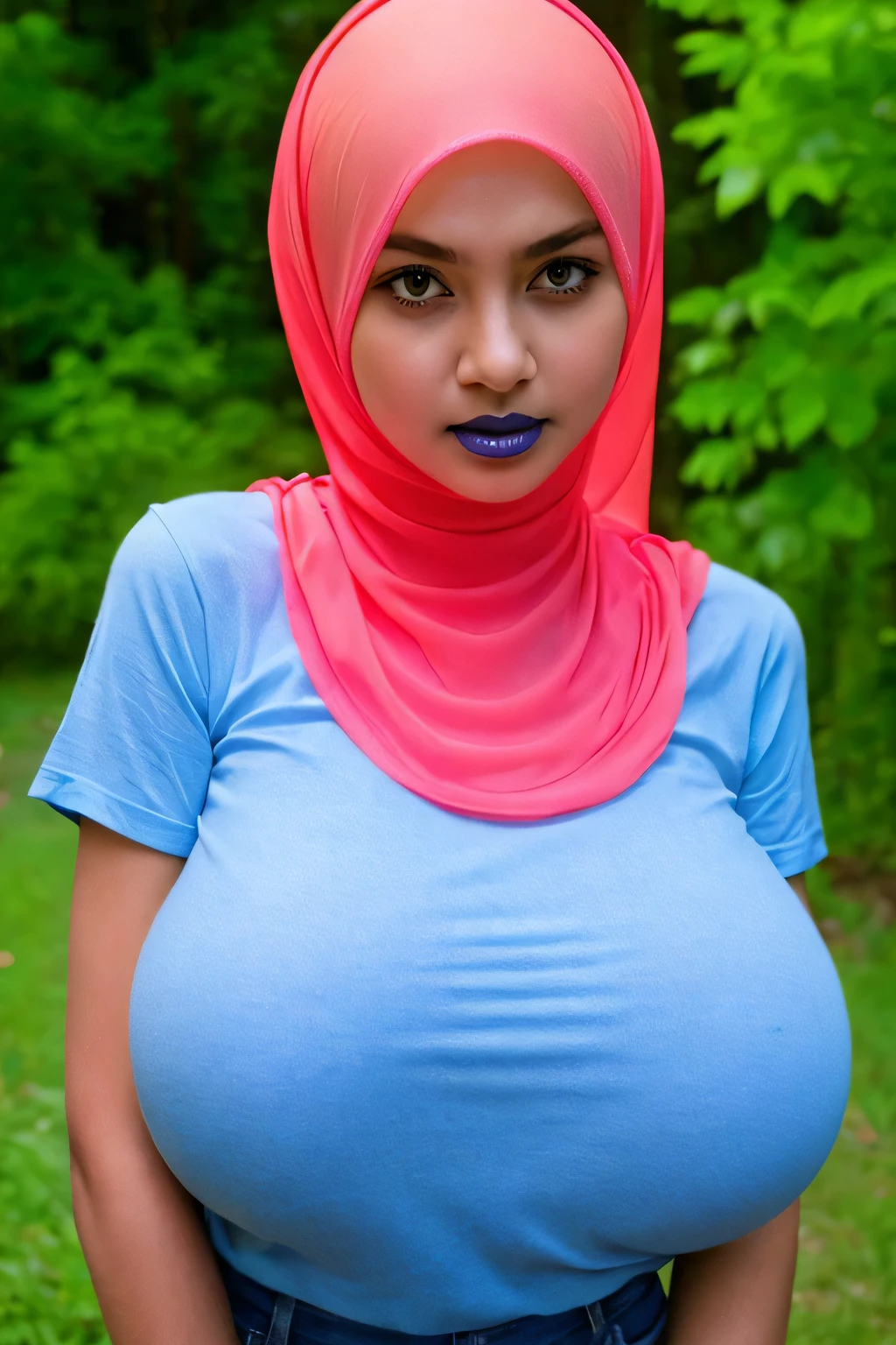 RAW, Best quality, high resolution, masterpiece: 1.3), beautiful Aishwarya rai in hijab (iu:0.8),Best quality, high resolution, Masterpiece: 1.3, Beautiful hijabi girl, Masterpiece, Soft smile, Realistic, 1girl, charming eyes, glowing eyes, cut top, dress, parted lips, blush, night, sun, sun, big breasted girl, fashion outfit, sexy feminine,wear kebaya red long neck, huge breasts,voluptuous, sitting in Rainforest Jungle、Dense jungle,Mossy megalithic ruins、Humid rainforest, bright sunshine, hiking clothes, pullover, long pants, highres,4k,HDR,1girl, photorealistic, realistic,sweat skin, wet clothes, wet body, big breast, ((full body))soaked, dripping, smiling at viewer, closeup