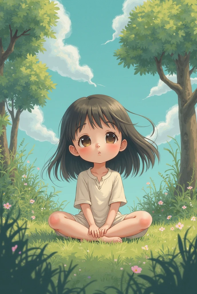 Closeup of a Lo-fi girl sitting thoughtfully