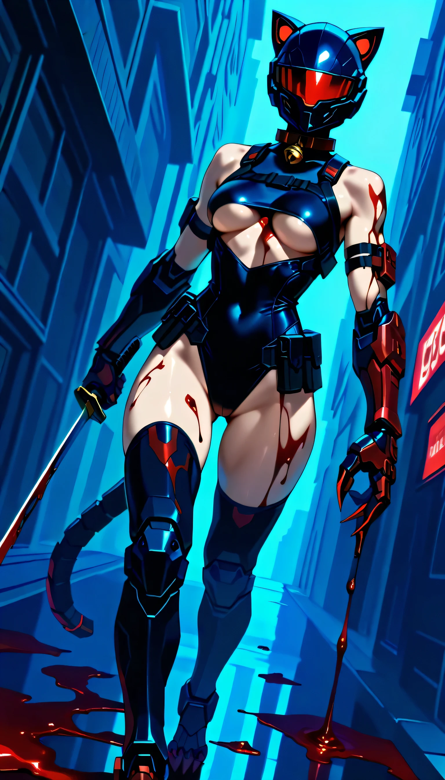 Rayne, BloodRayne short red hair, sexy vampire girl, black stockings, nude tits, blood, thick and fat body, latex clothes, blood