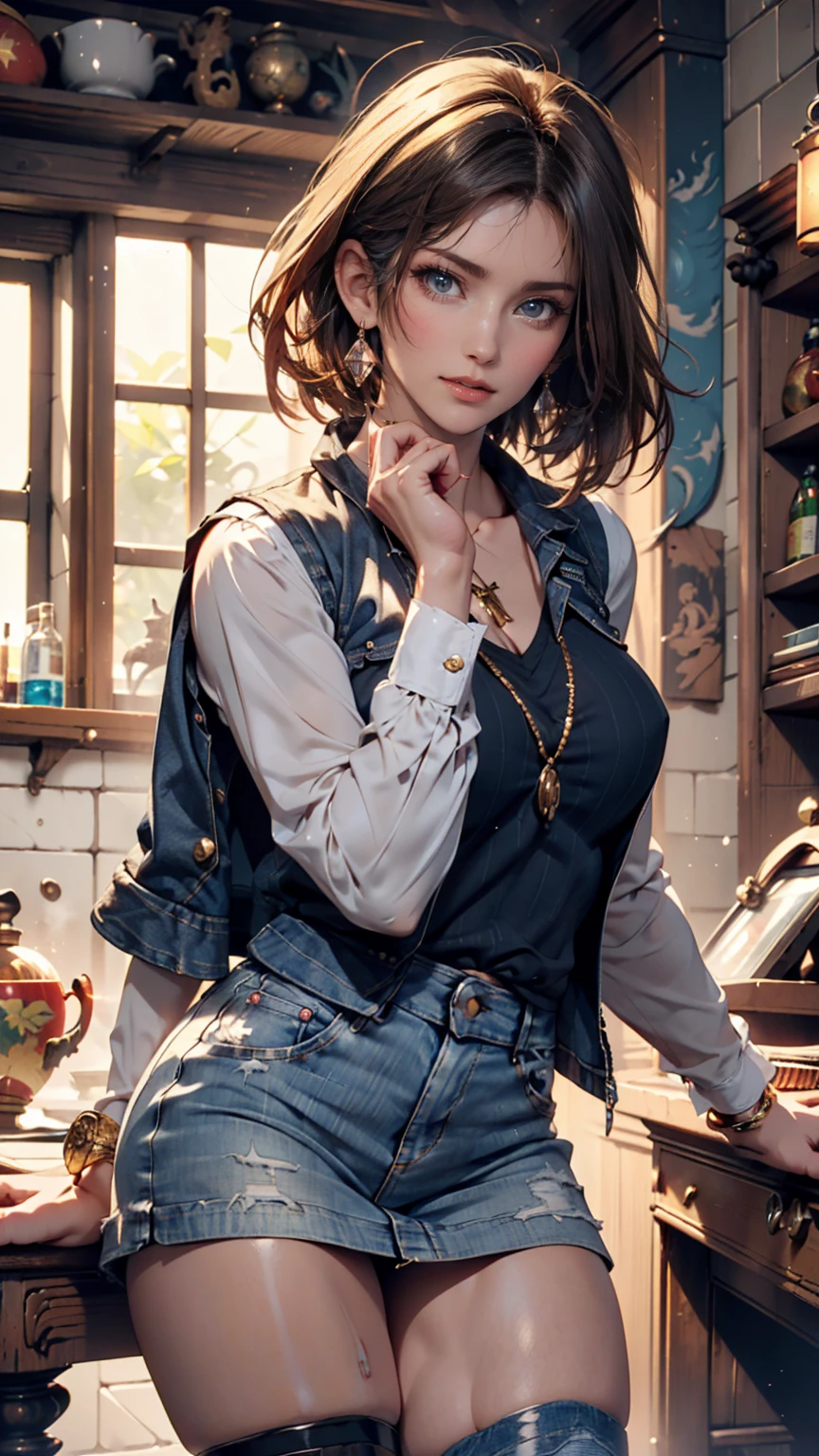 ((Highest quality)),(Ultra-high resolution),(Super detailed),(Detailed Description),((The best CG)),(masterpiece),Highly detailed art,(Art with precise details:1.5), (Stylish woman:1.7),(Casual Fashion:1.5),cool:1.6