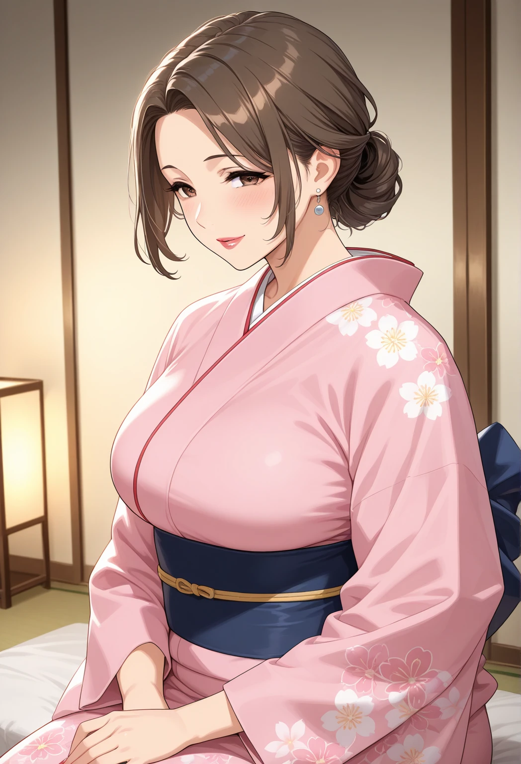 best quality,masterpiece,1girl, mature_lady, (torn clothes:1.3), blush,,japanese clothes,kimono,in office,,floating_clothes
