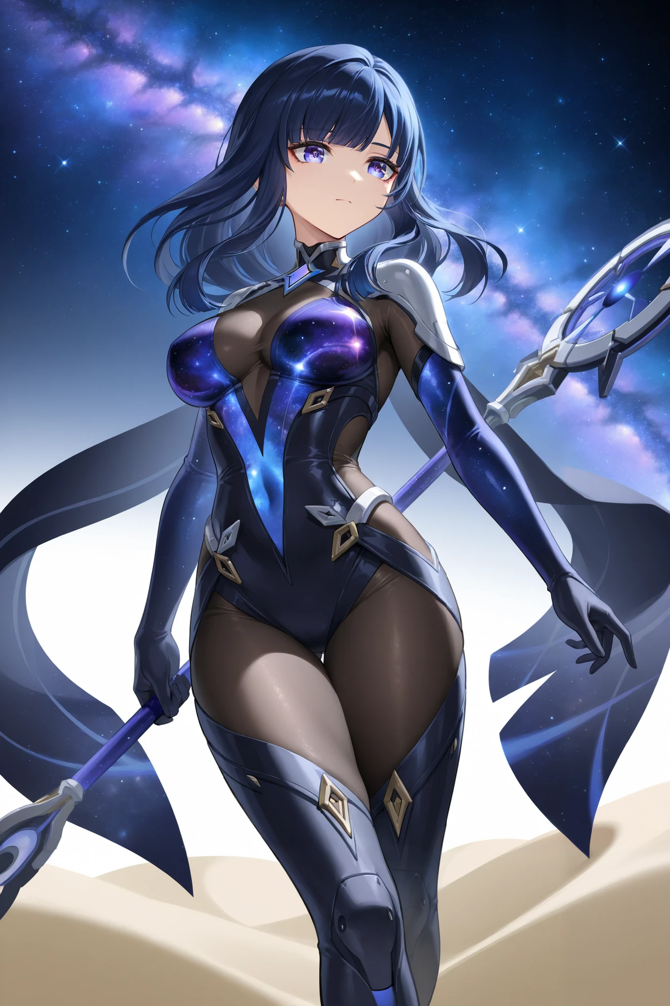 (One Woman),(Best image quality, 32K, masterpiece:1.3),((Brown hair bob cut:1.1)),(Swept-apart bangs,Braiding), (Cute eyes, Dark Eyes), (Detailed eyes),(Mole under right eye), (Standard weight), (Glowing Skin:1.1),(Pale skin:1.2),(A fantastic atmosphere),(look up),Ultra-high resolution, Textured skin, Sparkle Effect,
Final Fantasy,female dragon knight,Blue-purple bikini armor,Black armor pants,Black spats,belly button,muscle,Blue and purple armor,Blue-purple dragon helmet,
Panty shot blue sky,cloud,Flying in the sky,Fly,
Have Gungnir,Have a big lance,
Little blue dragon,