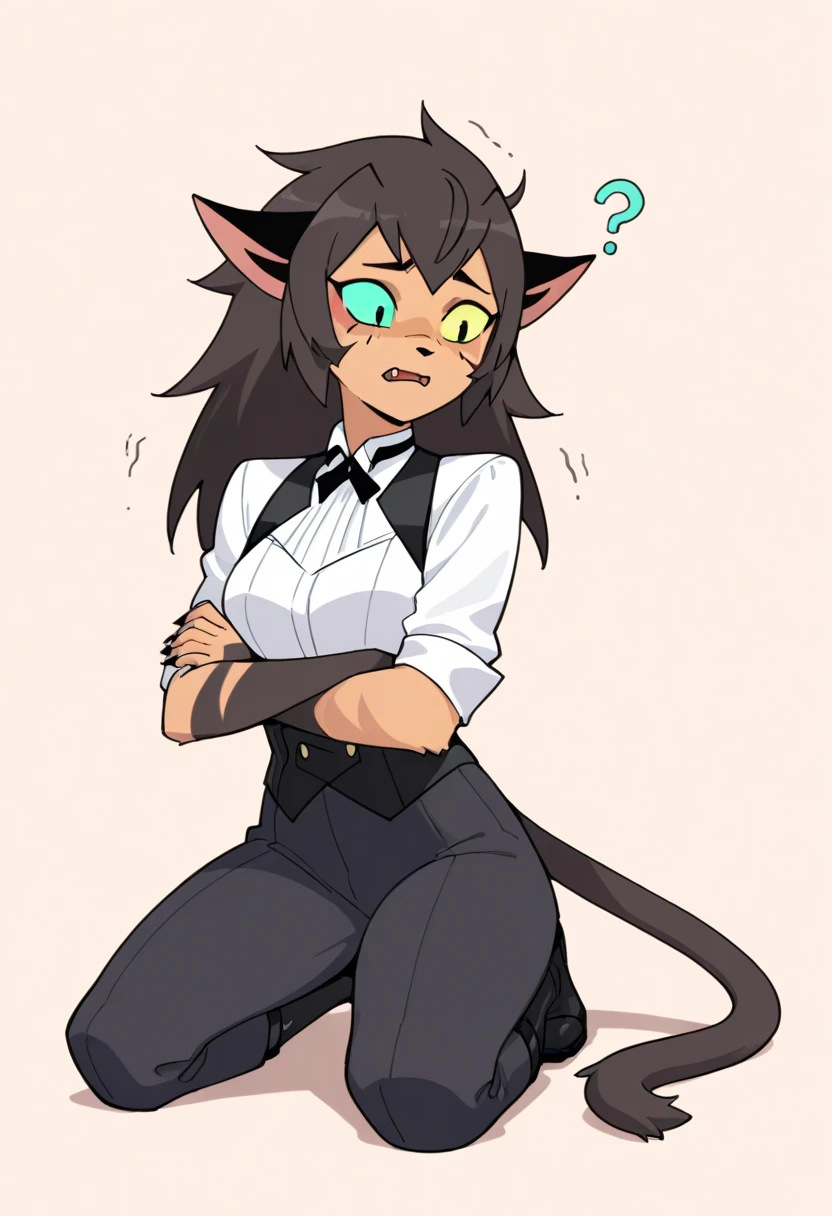 (1girl ,20s,mature female,adult),happy,white shirt,short sleeves,black standard tie,white school skirt,black hair,long hair,(classroom),((shoggoth body,pure dark skin,colored skin)),(Line Art,white background,sketch,Pencil drawing,traditional media),