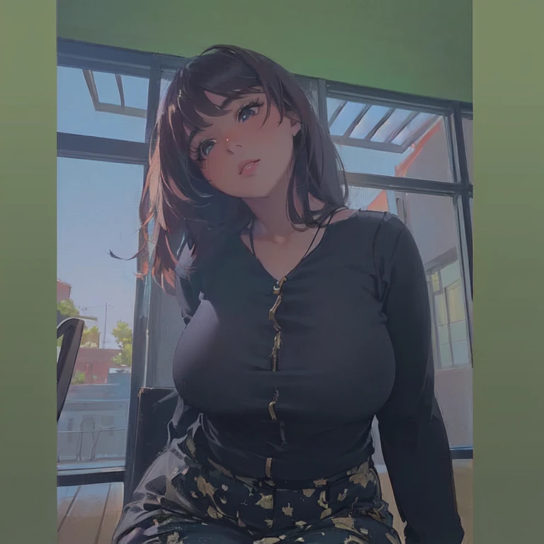 masterpiece, yor, 1girl, Bust A Cup, Amazing Cleavage:1.0, thin waist, big ass, Raised sexy, big breast: 1.2 posed cleavage:1.2、solo, looking at viewer, open mouth, black hair, red eyes, dress, bare shoulders, jewelry, collarbone, sidelocks, hairband, earrings, indoors, off shoulder, :o, sweater, arms behind back, plant, short hair with long locks, white hairband, off-shoulder dress, sweater dress, off-shoulder sweater, red sweater, big side hair, very long side hair,is rendered in (masterpiece: 1.2, best quality), with (ultra high resolution) and an exquisite (depth of field). This masterpiece is not only visually stunning but also tells
