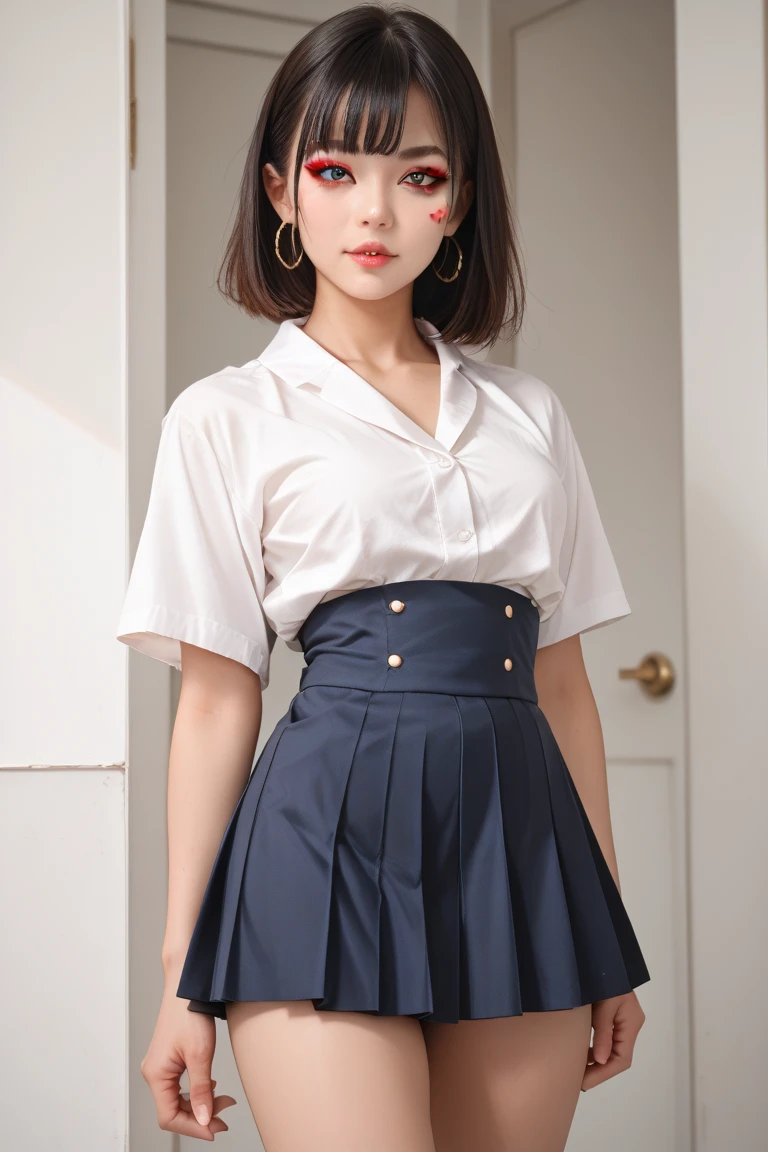 (masterpiece, highest quality:1.2), 8k, 12才のFull nudityの女の子, 85mm,Official AR RAW Photos, スーパースリムなスレンダーbeautiful girl, skirt、上Half BodyHalf BodyFull nudity、Short sleeveの白シャツをたくし上げた、Showing off your breasts、beautiful medium-sized breasts、Show me your ears、Naked girls photoshoot、Full nudity, Cute face, close, Half Body, It was a race, Gardenia, beautiful girl, , Thighs, Short sleeve, Station platform、 Looking at the audience, No makeup, (Big smile), Film Grain, chromatic aberration, Sharp focus, Face Light, Bright lighting, 10 generations, Detailed face, Background Blur, (Dark red tie:1.1)、(((((( girl with her shirt tucked up))))))、((((((12才のFull nudity女子高生)))))、Tight waist、Embarrassing pose、Shy and nervous girl、 Sad face