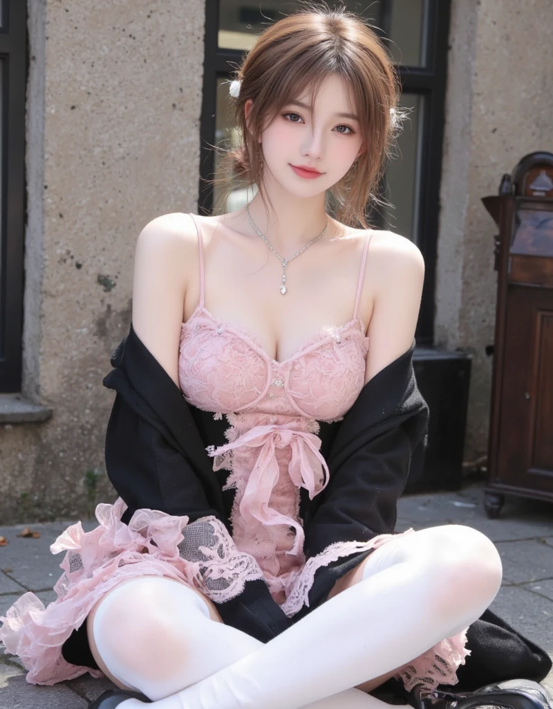 Master quality, highest quality, best picture quality, exaggerated details, a cute 8 year old asian little girl with a shy expression, slightly squinted eyes, adjusting her hair, long eyelashes (long hair / very, very exaggerated big breasts, big tits / in petticoat dress tissue, ), posing sit in front of the camera, wet breast hanfu open v chest clothes, full body xianxia, high heel diamond