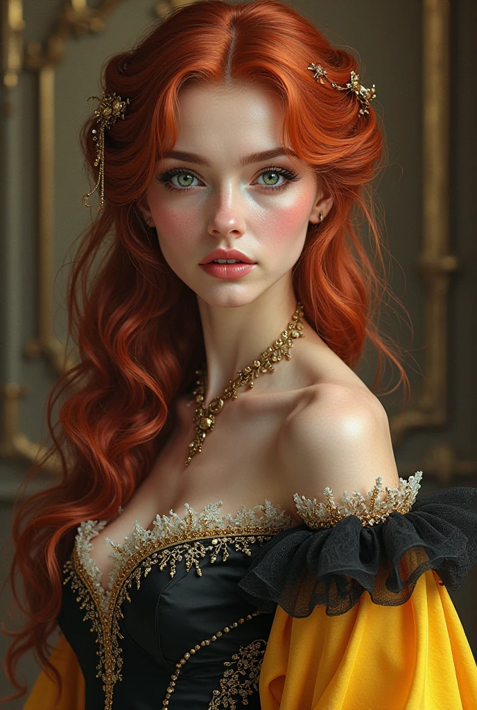 Selena character from "God save the king" with blue eyes