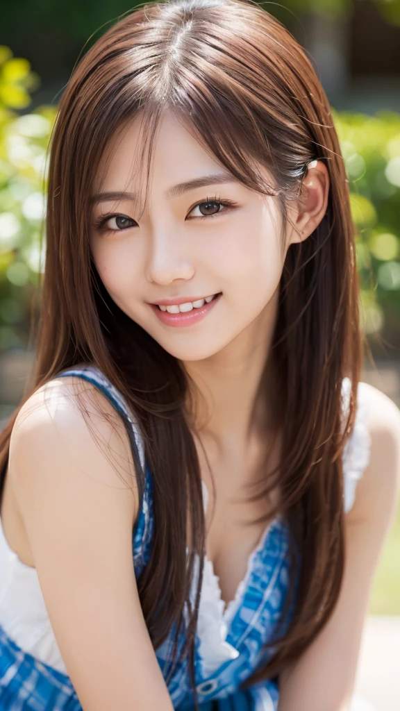 photo, beautiful, slender face, slender body, 18 years old, cute girl, famous japanese idol, kawaii, fair skin, shiny skin, chin thin, smile, cute, young, extremely detailed nose, extremely detailed mouth, cute face, realistic face, one piece