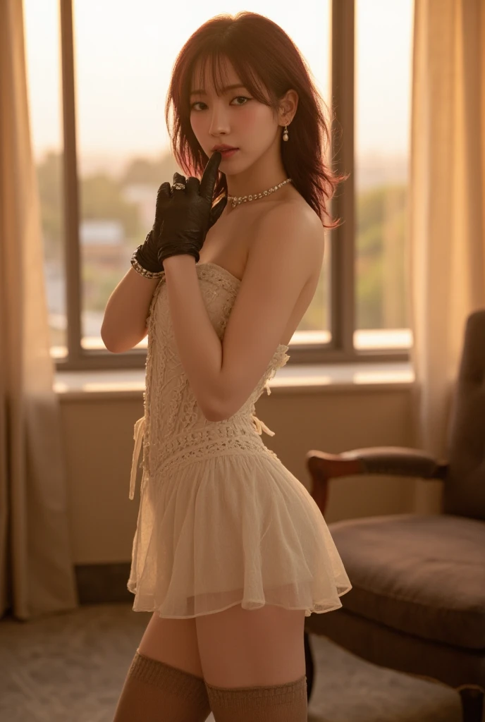 Complicated details,RAW photogr,Photon rendering,rendering by octane,absurderes,ultra - detailed,详细的脸,Detailed skins,The resolution is high,It's beautiful,The eye and face details are beautiful,电影灯光,1个Giant Breast Girl,perspective view,Full body photo,exteriors,Half-blood royal sister,OL slip skirt,Slender and rounded legs,Wearing black stockings,Fair and delicate skin,Full chest,Rounded buttocks,eyes with brightness,Clear eyes,The expression is charming,