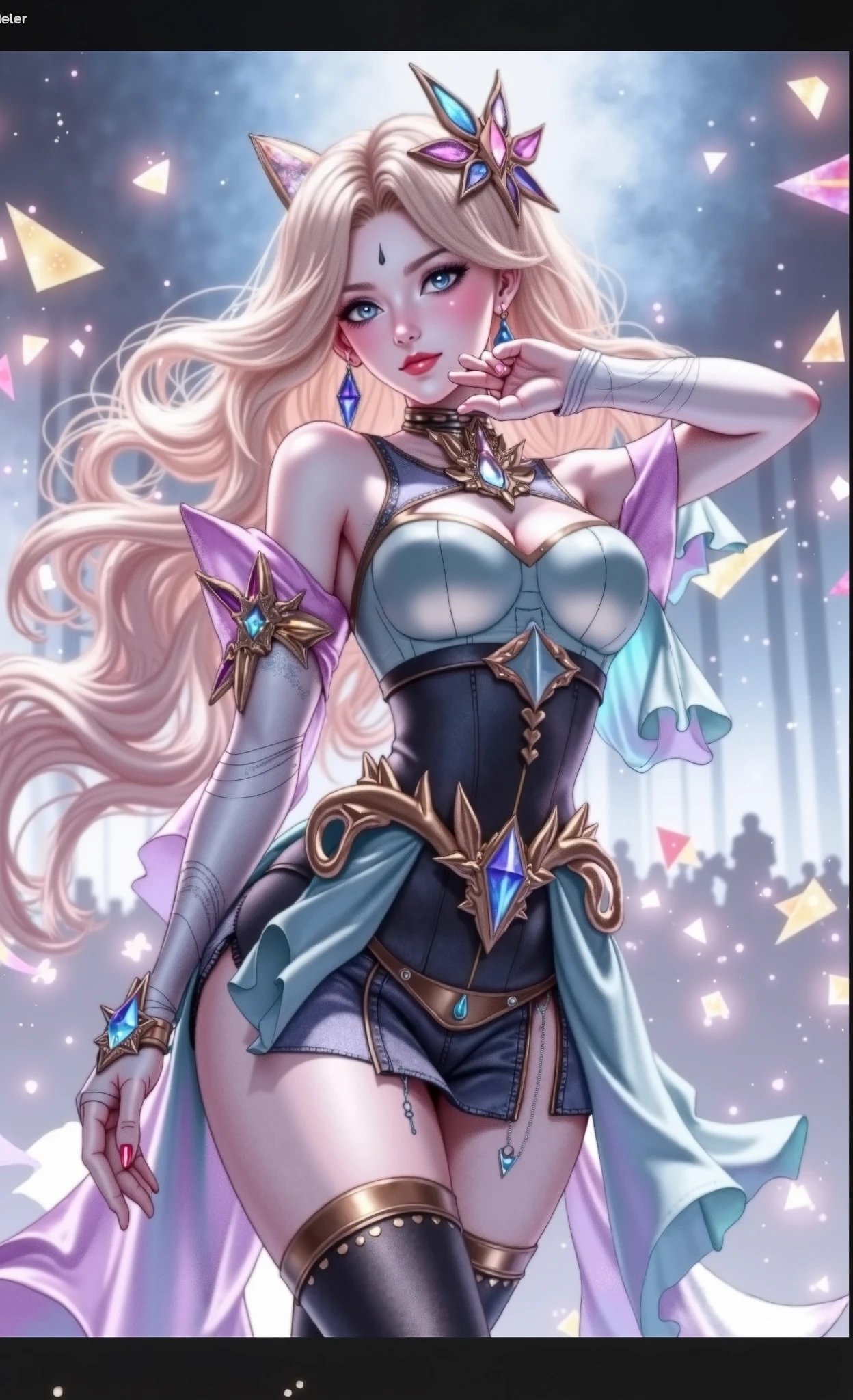 princess peach, blue eyes, sexy pink and black dress, thin, classy, black background, slick, cleavage, crown, laced bra, blonde, alluring, seductive, (2d cute anime:1.3), Vixip, pastel background, design by Yusuke Kozaki, oil by Gregory Manchess; stunningly alluring, teasing, beautiful, Hand drawing illustration. highly detailed. Cinematic lighting. By sumic.mic