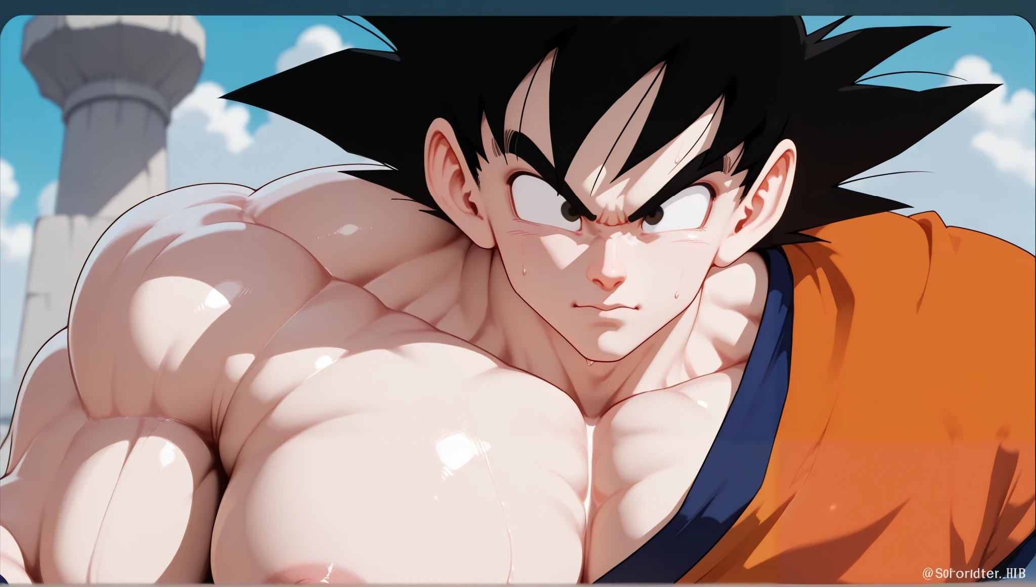 (((Best Quality, 8K, Masterpiece: 1.3)), Full Body, Focus Clear: 1.2, Outstanding Beauty: 1.4, Slender Abs: 1.2)), ((dynamic angle)), (((wide view))), (the best quality,4k,8K,High Resolutions,Masterpiece:1.2),ultra detailed,(realistic,fotorrealistic,fotorrealistic:1.37),foto de goku, bare breast,Extremely detailed muscles, (((A close-up of a cartoon character with a very large, muscular body, bodybuilder, massive pectorals , big , Gynecomastia, flexible pectorals, big muscle, circulatory system, only, Manboobs))), Son goku, goku de Dragon Ball Z, goku de Dragonball Z, goku de Dragon Ball, goku, goku humano, , Dragon Ball Z, dragonball(((Best Quality, 8K, Masterpiece: 1.3)), Full Body, Focus Clear: 1.2, Outstanding Beauty: 1.4, Slender Abs: 1.2)), ((dynamic angle)), (((wide view))), (the best quality,4k,8K,High Resolutions,Masterpiece:1.2),ultra detailed,(realistic,fotorrealistic,fotorrealistic:1.37),foto de goku, bare breast,Extremely detailed muscles, (((A close-up of a cartoon character with a very large, muscular body, bodybuilder, massive pectorals , big , Gynecomastia, flexible pectorals, big muscle, circulatory system, only, Manboobs))), Son goku, goku de Dragon Ball Z, goku de Dragonball Z, goku de Dragon Ball, goku, goku humano, , Dragon Ball Z, dragonball, muscular male , pectoral muscles , big nipples , oversized pectoral muscles , exaggerated pectoral muscles , body exposure , cute , male , abs , big chest , (huge chest: 1 . 65)