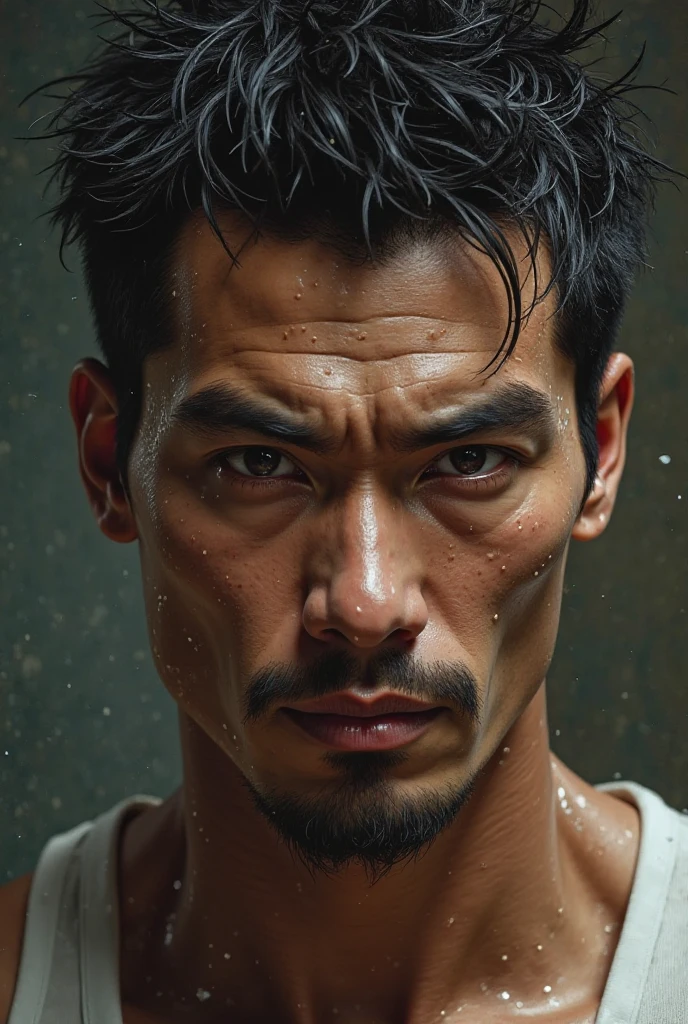 Handsome young man (Korea) farmer, muddy, dirty, wet, Obscene set, Provocative image, perfect face, short white hair, Tall and strong, 8k quality, Ridiculous details and texture qualities,