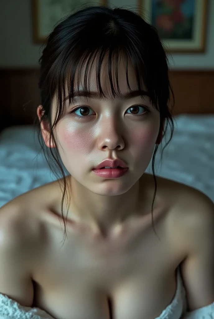 ((Highest quality)), ((masterpiece)), (become close), (((Young woman having sex with a muscular black man)))、Perfect Face, Realistic skin texture, The whole body is visible、Detailed face、 Beautiful attention to detail, Female is 28 years old、Male is 45 years old、(1. Japanese women,Beautiful Face, Very short hair、White skin、Multiple moles)、sports gym、((Completely naked、Nipples are visible))、Erect nipples、Sweaty:2.0,Wet Skin:2.0、Wet Hair:2.0,Mouth half open、blush:2.0、Spread your legs、(((Strong orgasm、Expressions of ecstasy、Drooling、Squint your eyes、Sad expression)))