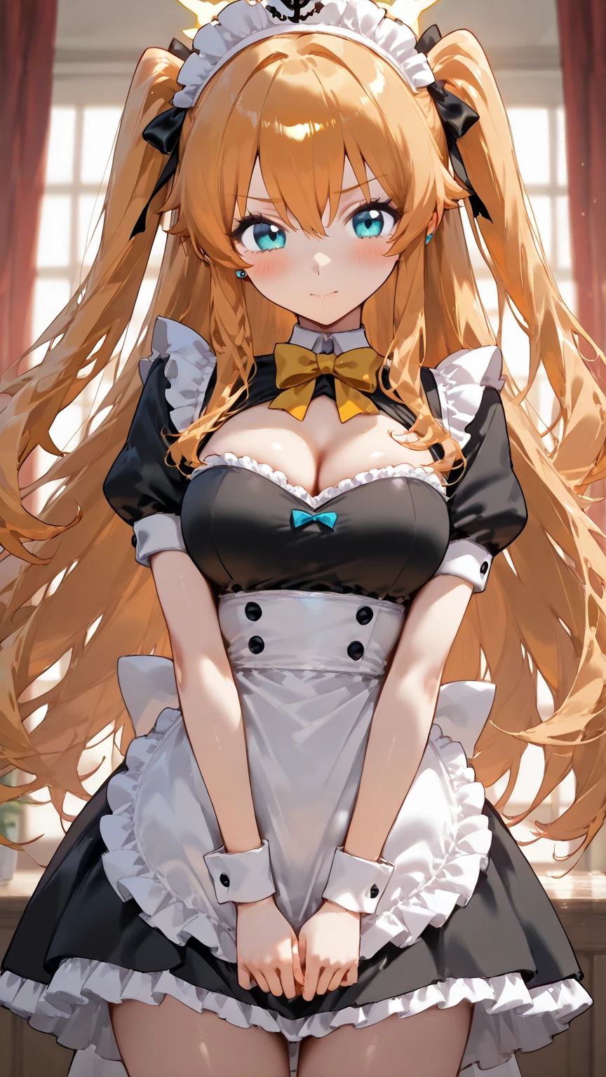 ((masutepiece)), ((Best Quality)), (Ultra-detailed), ((kawaii)), Cute, (lovely), ((Sexy)), (Ero), ((Extremely detailed)), 4K, (8K), Best Quality, (Beautiful), Illustration, Anime style, Painting, Dynamic Angle, Full body, Full body, Cowboy Shot, Angle looking up from below, A dimly lit Western-style room like a drama, Sitting on a desk, Open your legs, Gradation, full body focus, in the dim room, Cute little girl s, 1girl in, Solo, maid clothes, a miniskirt, Ruffled headband,  (reddish、A black、bionde、an orange、shuicolor、Plata、Choose one hair color randomly from green:1.2), Beautiful random colored eyes, ((Beautiful eyes)), White-skinned, Random hairstyle, Buttocks, Big breasts that are about to burst, Expression of ecstasy, (Smirk), (grin), (blush), sparkling effect, Lens Flare, shiny-glistening, gleaming