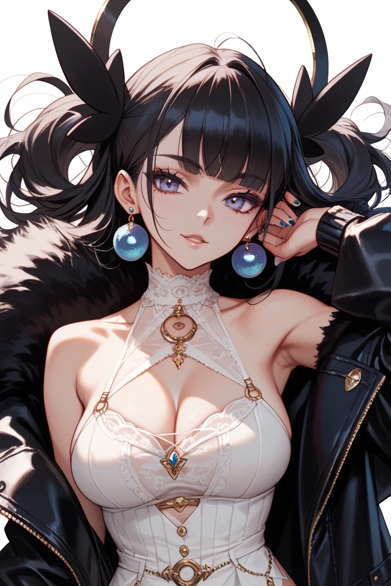 black hair, black eyes, Sexy, large breasts, a leopard print underwear, a leopard print lingerie, a hotel bedroom