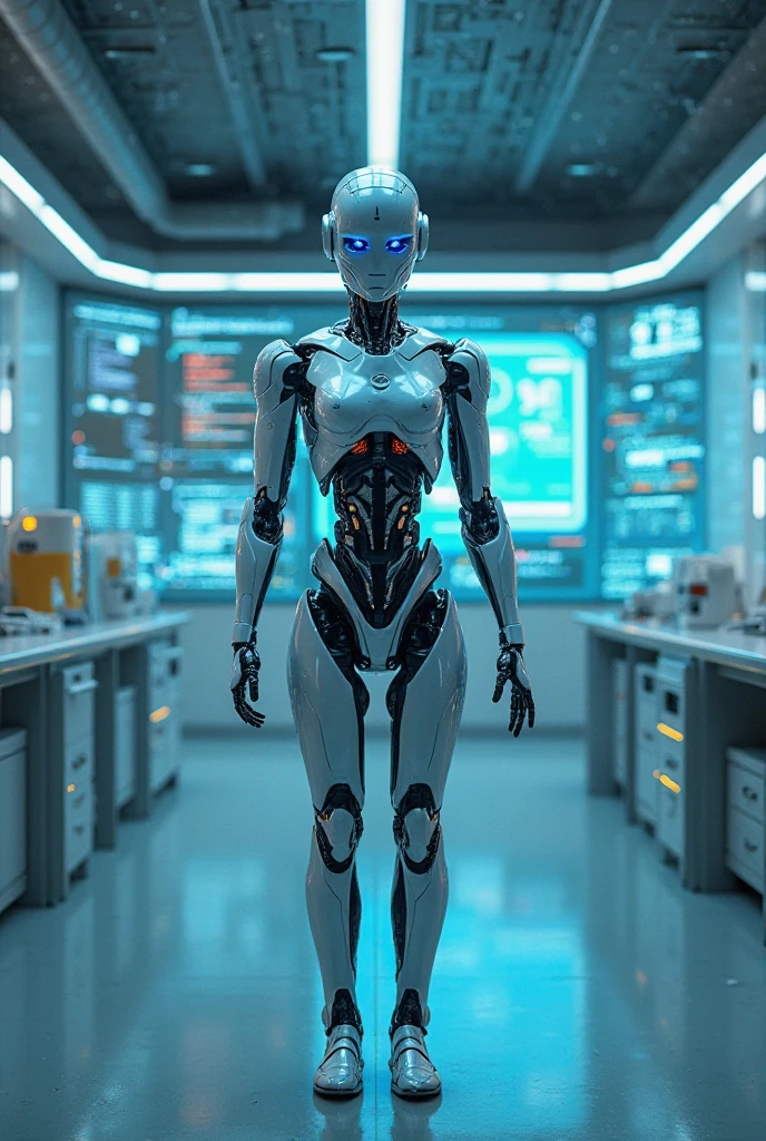 (highest quality, High resolution, masterpiece:1.2), Super detailed, realistic:1.37, (perfect anatomy),1 girl, full body portrait,Inside a robotized operating room,(Lots of cables:1.1),Lots of tubes,monitor screen,close-up of woman, Cute and perfectly beautiful Japanese idols, 26 year old female model、Modified into a cute cyborg,, (blue led eyes:1.1), (clear glass body:1.5), (A clear view of the electronic systems in the body.:1.4), Detailed connection lines, Wires and cables connecting to the head, cybernetics, cyber punk, intricate decorative details, Android factory in the background, master piece, full body shot