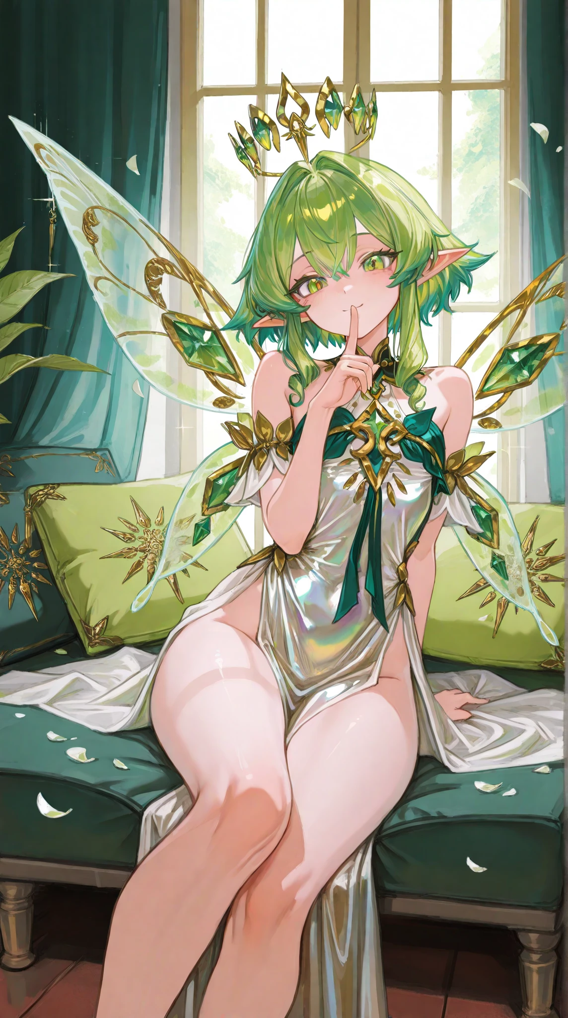 (((Group of 5 male pixies - A young male lewd innocent with soft slender body with very long loose super thick braided silver hair male pixie with huge sagging manly breasts and colorful wings is wearing colorful mini glittery colorful pixie tight dress is being deeply and hardcore clapped by other flying male pixies - one has loose green hair and is wearing mini green dress, another has brown hair and is wearing yellow mini dress, and the last one is elegant and is wearing mini pink glittery dress, they have beautiful magical wings))), (beautiful colorful flowers everywhere), (the setting is a beautiful pixie magical village in a woods nearby lake with fireflies around), ((he has long hair)),(yaoi), (yaoi hentai), orgasm, penis line, NSFW, sexy pose, ((inspired by hentai  otome game where you interact with the character and they become more horny)), ((group of 5 colorful pixies inspired by FFXIV pixies each different colour with long hair gay group sex)), ((male pixies sitting all over the place with their cocks out)), ((they are wearing mini erotic colorful pixie dresses)), (well drawn face), ((long erect nipples milking)), ((magical gangbang creampie cum)),  ((((artstyle inspired by Elana champion of lust)))), ((Elana champion of lust sex scenes and angles and ancient thick magic dildo penetration)), 