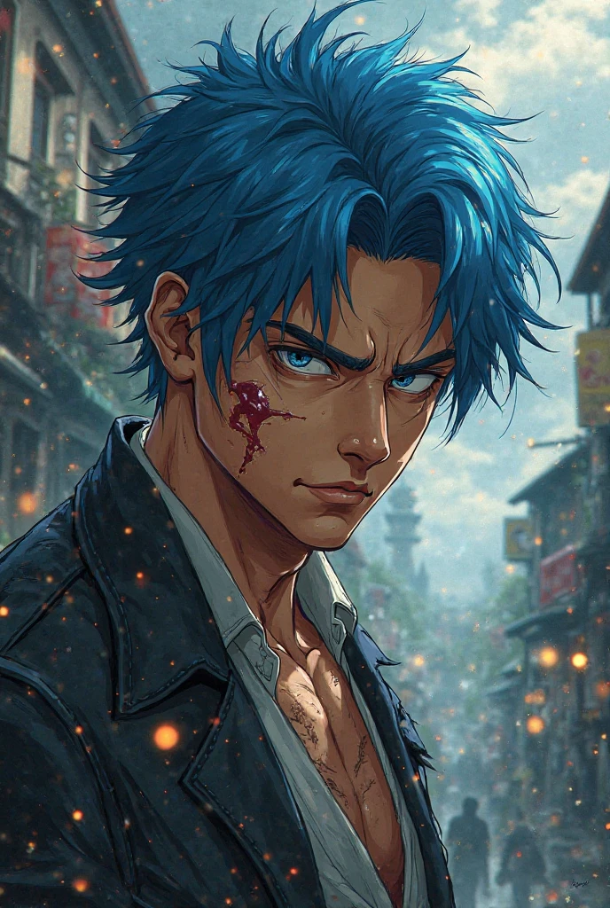 masterpiece, best quality, (extremely detailed CG unity 8k wallpaper, masterpiece, best quality, ultra-detailed, best shadow), (detailed background), (beautiful detailed face, beautiful detailed eyes), High contrast, (best illumination, an extremely delicate and beautiful),1girl,((colourful paint splashes on transparent background, dulux,)), ((caustic)), dynamic angle,beautiful detailed glow,full body, blood splash on face. , realistic anime 3 d style, seductive anime boy, anime realism style, attractive anime boy,beautiful alluring anime men, looking gojo satoru , ((gojo satoru)) gojo satoru of Jujutsu Kaisen, whole body, bloody,