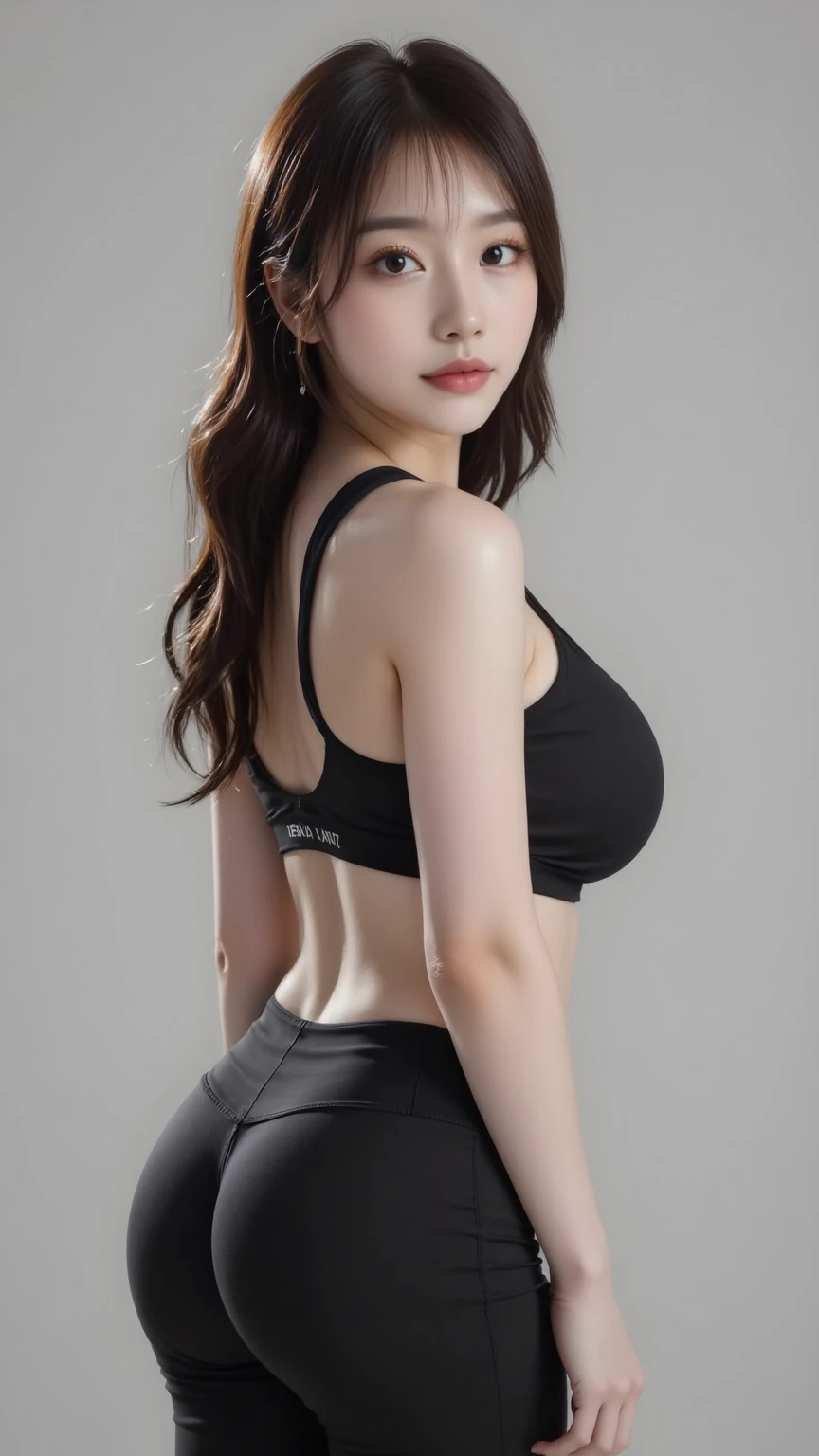 twjihyo, jihyoo wearing a very revealing outfit proudly showing off her fat big butt, ((masterpiece, best quality)), large natural hanging breasts, wide hips, big plump butt cheeks, fat ass, big butt, intricate details, high quality, (photorealistic), (rich:1.4), ultra realistic 8k cg, picture-perfect face, flawless, clean, masterpiece, professional artwork, famous artwork, cinematic lighting, cinematic bloom, perfect face, beautiful face, beautiful eyes, 1girl, korean woman, jihyo from twice, short dark hair, jihyo, kpop idol, smiling