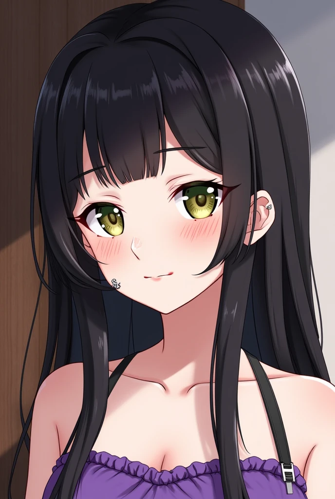 High Resolution, Solo, 1girl, Smile, Black Hair, Breasts,