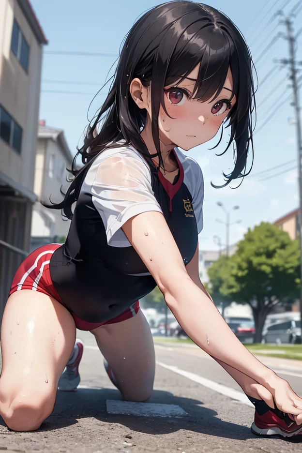 high quality,hd,16k,sharp line,1girl,female cycling athlete ,bycycle,cute face, large breasts, slender body, delicate body,nice legs, sweat,in cycling venue,focus girl,detailed beautiful face,detailed clothes,beautiful eyes,cool,dynamic angle