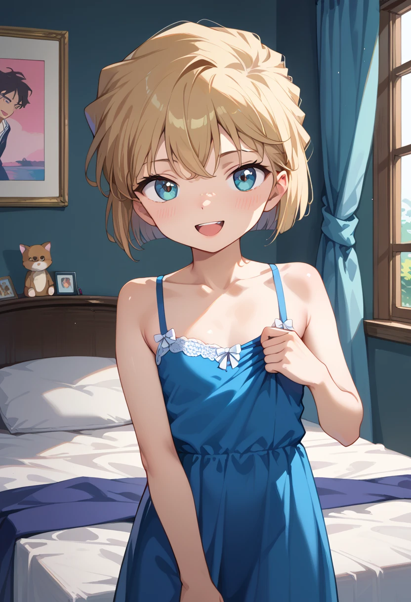 photorealistic, (4k), depth of field, (masterpiece), Takemichi, feminine, blue eyes, perfect blond hair, perfect, Well detailed face, Takemichi , cuerpo completo feminine, , Small , thick thighs, thigh high stockings, Takemichi mostrando la vagina , +18, a trans butt, open, in bed, blond hair, blonde hair,vagina ,vista de el ano , mejor ángulo de el ano , pechos grandes muy grandes sonrojo sonrisa