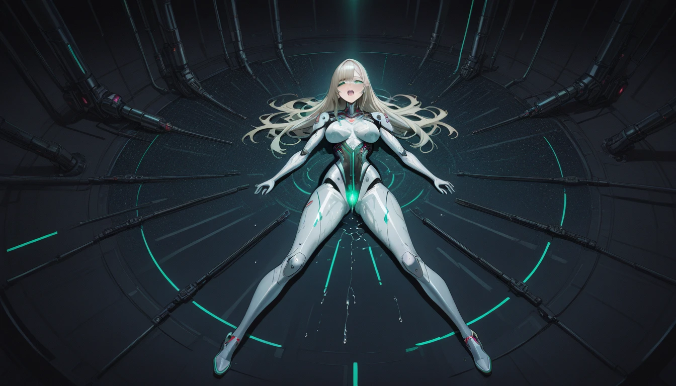 (granular:0.5), Cinematic,girl, Fine grain, Detailed face, Futuristic clothing with attention to detail(bare thighs, High leg leotard, Knee-high boots), Light on the clothes, (Sighting gun:1.1), (concealment:1.1), (Are standing, Facing forward, Look to the side:1.1), Volumetric lighting, separation, Horror, Dim lighting, More about red bioluminescence, More about green bioluminescence, More about blue bioluminescence