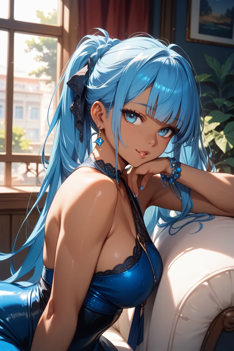 (masutepiece:1.3), (8K, Photorealistic, Raw photo, Best Quality: 1.4), Beautiful face, (Realistic face), Beautiful detailed eyes, (Realistic skin), Attractive, Intricate details,Golden ratio, 1 girl,Naughty smile, (rainbow hair:1.4),((Long twintails,Ribbon 1.4)),Blue athletic wear,(Blue Butterfly Hair Ornament 1.3),cleavage,Dynamic Pose,Dynamic Angle,Intricate details, Hyper realistic、only face、A smile、Smiling、Face enhancement、marason、Autumn Park、the morning sun、Luz Divina、Deities、Heaven、rainbows