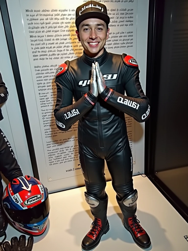 Wolf wearing a motogp racing suit. Standing and wanking on abandon building. Real dick shaft. Erect and Cum, beautiful light