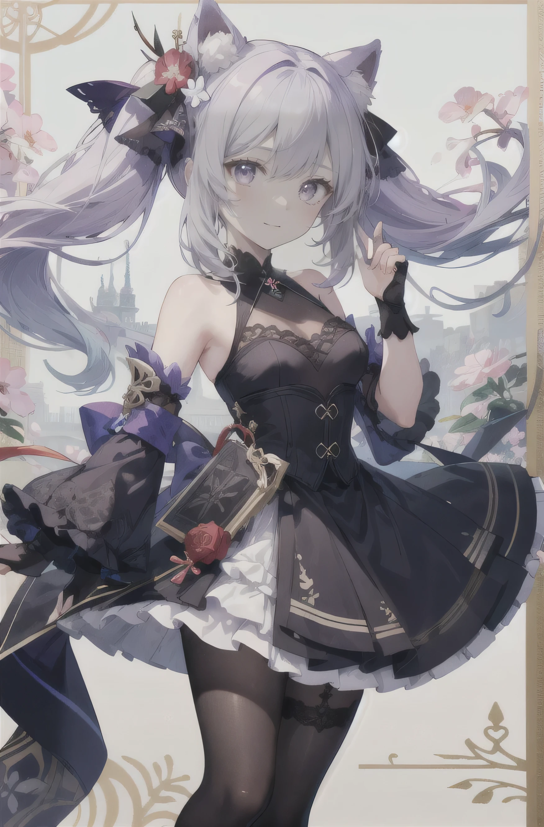 Anime girl with long hair and black dress holding a knife - SeaArt AI
