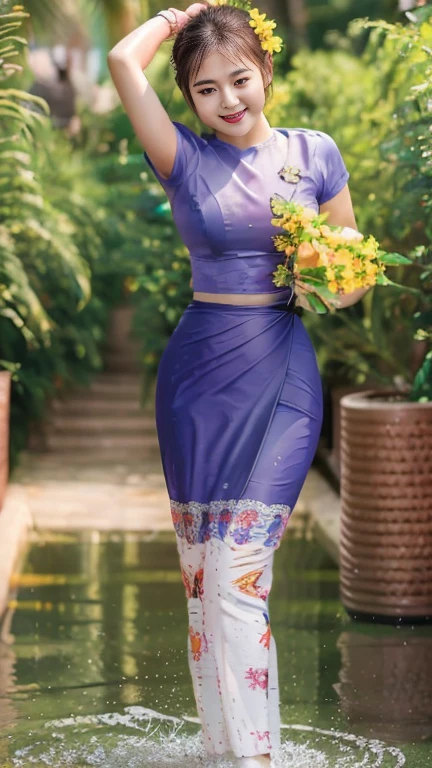 create a group of Myanmar girl beautiful full body