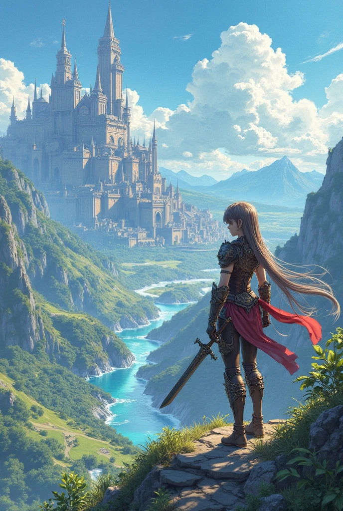 Isekai Fantasy、The post-apocalyptic world:3.0、A big city in ruins、Decaying buildings、the survivor々A medieval European-style kingdom where、City of Light, a city of thousand towers protected by marble walls and bronze gates in a valley:2.0