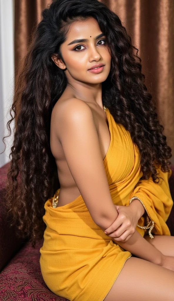 RAW photo, award-winning upper body portrait photo of 45-year-old Indian woman wearing brown Indian dress. The woman is a warrior, holding a trident, Hindu goddess kali, (((very voluminous hair)))), (((long wavy black hair)))), (((hair is fluttering in the air))), big eyes, furious, angry look, himalaya background under moonlight, 8k uhd, dslr, soft lighting, high quality, grain of film, Fujifilm XT3