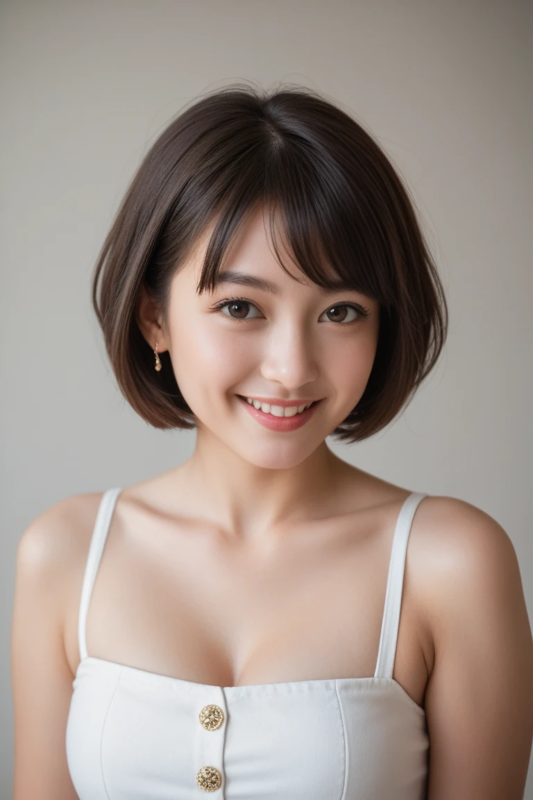((highest quality, 8k, masterpiece: 1.3)), 1 girl, The beauty of slim abs: 1.3, (short hair: 1.2),colorful bra: 1.1, super detailed face, delicate eyes, double eyelid, smile, Home,big breasts,cleavage