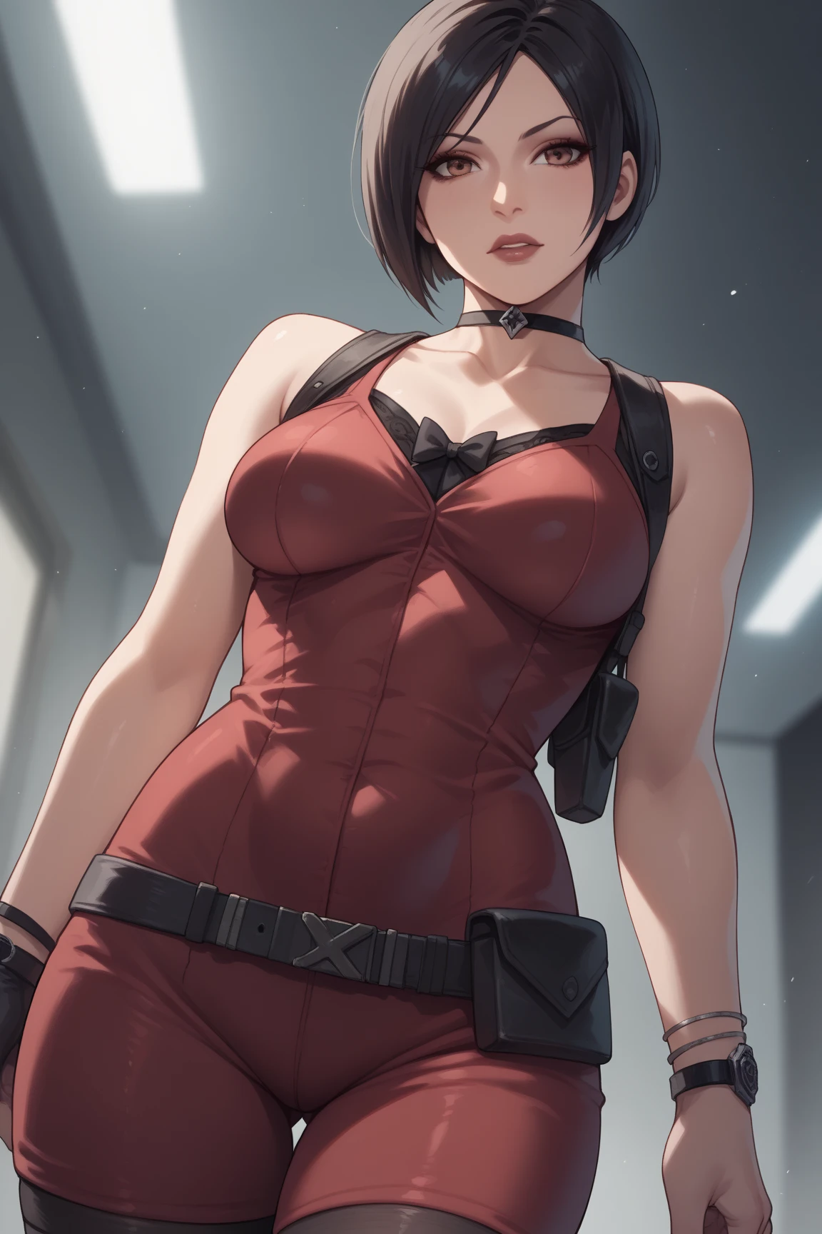 8k,Barren Land,女性adventure者の衣装,Traveling through the dusty wilderness,Light brown short hair,so beautifulな日本の女性, Red and black large chest armor,so beautiful(Like the real thing),Stainless steel and black shoulder armor for the left shoulder,red and black combat pants,sexy,DeviantArt Artstation CGScosiety, 3DレンダリングCharacter Art8 K, Alena Aenami and Artgerm, Wojtek Fass, Artstation 8k Trends, Art Station HD Trending, Ultra-realistic rendering of adventure, Perfect body with realistic shading, Photorealistic perfect body, Ultra-high resolution,high quality,sexy,Brown short hair,Strongly defined abdominal muscles,Muscular and slim body,Muscular and lean lower body,close,masterpiece,最high qualityのフォトリアリスティックなRAW写真。Bright colors,Rich colors, Backlight, Cinema Lighting, Film Grain, to be born, 50mm lens, Nikon D850,Realistic Skin,Fantasy art,Character Art,Sharp Eyes,adventure,He has a long and big Japanese sword.,brown combat jacket,red and black gauntlets,Battle Scenes,Dynamic pose,Action pose,shout,big breasts,Upper body close-up,