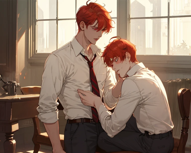 Two orange-haired 15-year-old teenage friends cry over their brother's death talking, conversan, parlean en la escuela comparten un secreto de que son casi amigos de hermanos... (usar los mismo personajes)