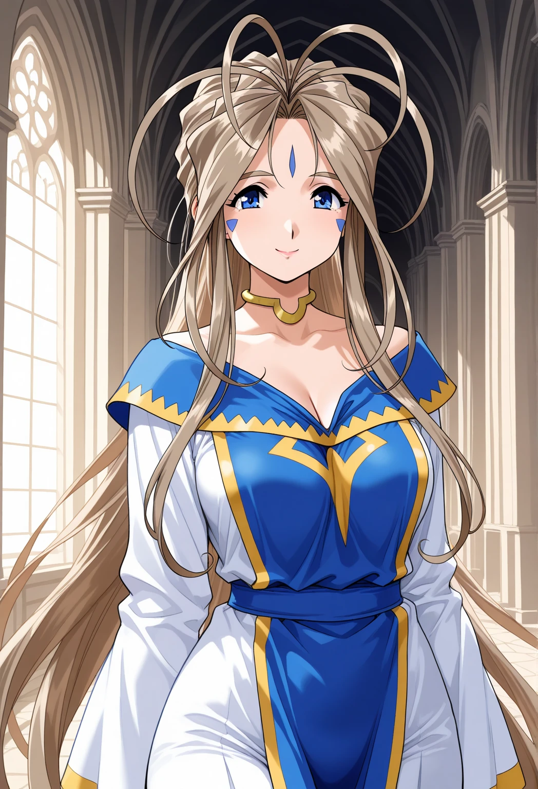 <lora:BelldandyV3:0.7>, belldandy, Belldandy_Blue_Dress, large breasts, standing, solo, masterpiece, best quality, detailed face, detailed eyes, highres,