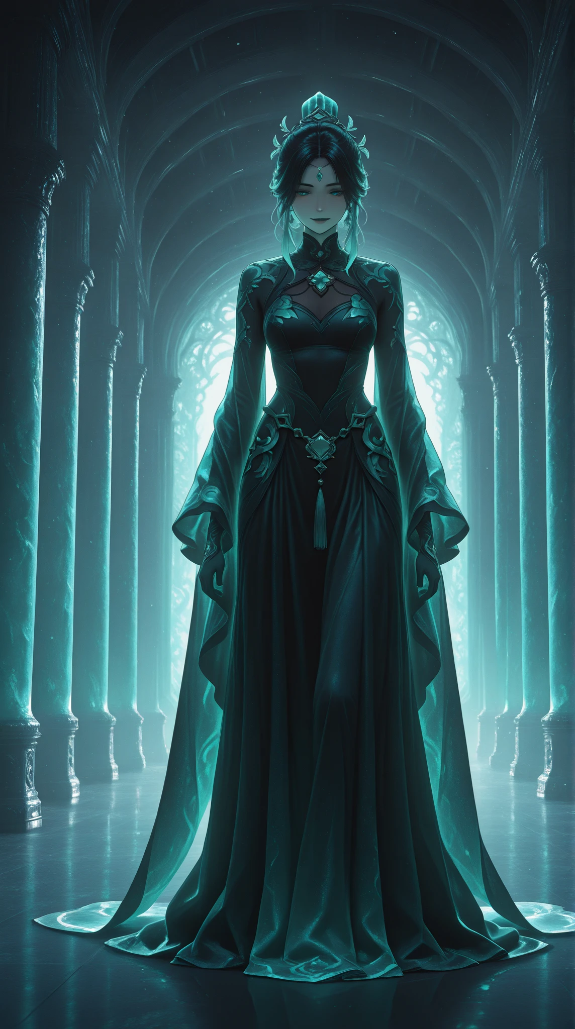 Beautiful Jade Girl, gentle smile, delicate expression, Serene posture,  graceful appearance, Interior space, perfect lighting, warm atmosphere, Soft Textures, Minimalist Decor, Luxurious Style, photorealism, 4K, high resolution, Masterpiece, extreme detail, HDR, Studio Light, vibrant colors