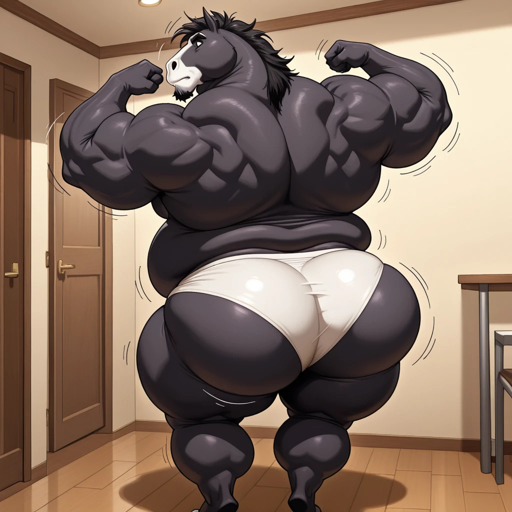 (color black horse:1.5), (Anthro:1.5), (perfect anatomy:1.4), (big body size:1.5), (perfect legs:1.4), (big macro:1.5), (big butt:1.4), (male:1.5), (Anime art:1.5), (on mid of the city:1.3), massive muscled male (Good anatomy:1.4) , (long black hair:1.5), (detailed green eyes:1.4), beautiful fur, HDR, 45mm, beautiful butt, (perfect resolution:1.3), (with two balls and sheath and long hard pink penys between the rear legs:1.3), sexual expression, (solo:1.3)