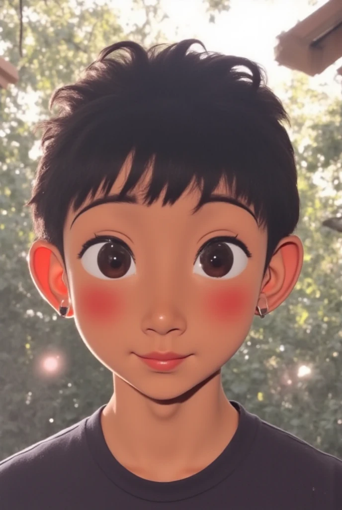 Goh,Tan Skin,Black Hair with Red highlight,grey sweater,realistic,ultra detail,70mm lens