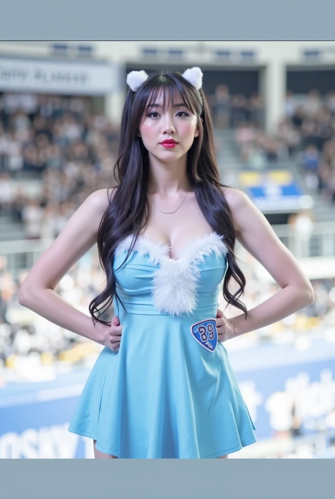 20-year-old Korea girl, Korea idol style,Masterpiece, best quality, realistic, raw photos, 1_girls,long_head, big, full breasts,sexy Pose,compete queen,compete_queen,Racing queen Clothes,Detailed skins, hair follicles, low voice,spread_leg, ((สนามcompeteรถ:1.5)),voluptuous_face,Fascinating_condescending,a little_cute_girl,fog_light_background with,Korea,beauty,sexy