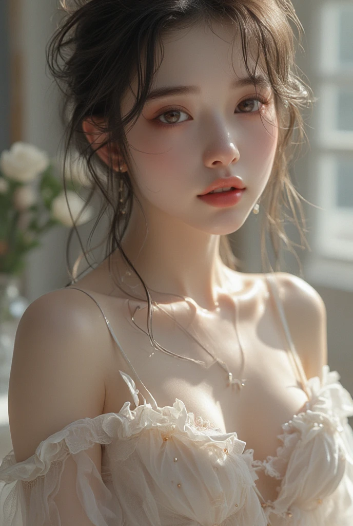 a young virgin lady , detailed labia, delicate vulva, beautiful detailed pussy, big breasts, soft skin, smooth feminine body, flawless complexion, glowing skin, ethereal beauty, porcelain skin, angelic face, heavenly features, serene expression, innocent gaze, soft lighting, delicate colors, pastel palette, romantic atmosphere, masterpiece, photorealistic, extremely detailed, hyper realistic, high quality, 8k, sharp focus