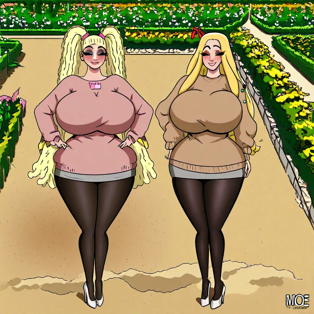 An extremely beautiful stunning busty woman, with gold blonde long silky hair, big blue eyes, extremely super bright snow white fair stunning flawless glowing lush shiny flawless white skin, a perfect tight hourglass figure, and a skinny waist, sexy thick smooth luscious legs and thighs, extremely cute smile on the face, bright pink blushes on cheeks, wearing a short sexy tight revealing white floral dress along with a pink sash around the waist and a brown off-shoulder sweater, yellow heels, gold necklace on the neck, gold anklets on feet, gold chain on the waist, standing straight, holding a red roses bouquet, street in the background, show full body from head to feet.