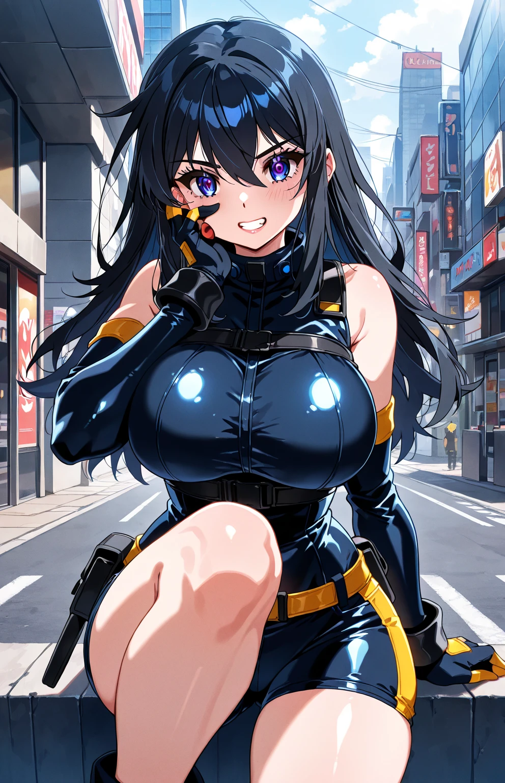 Close up portrait of woman with very large breasts and very large breasts、Haruma Yayoi, 3Drendering, Akihiko Yoshida, Female Android,anigirl batman, Snake Woman Hybrid, Can pose, Full body close-up shot, Girl Batman Assassin Robot, Can pose, anigirl batman, Angel Hunting Witch, Selina, Akihiko Yoshida, Firmware Version, Senior Environmental Artist, Pop-up Parade Figures, ounce, A close-up of a woman in a hi-tech outfit designed by a veteran character artist, Anime Girl Complete Robot!! Pop-up Parade Figures, Haruma Yayoi, rendering, Can pose, Selina,The helmet covers the face,Nude Girl,Giant bust,Combat Stance,Sexy posture,Thin legs,In the war city,Dirty Street,In the darkness of the night,Transparent body,Expose your breasts,Expose your feet,Expose the abdomen,。Full body leggings,Everything is very similar,A sophisticated eye,The detail in the eyes is superb,The face is rich in detail,profile