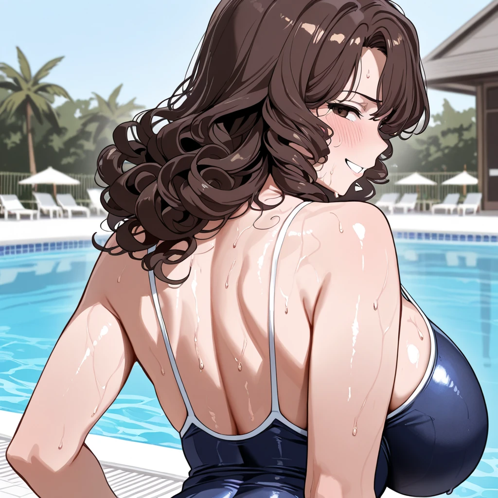 (masterpiece1.5),ultra-quality, ultra -detail,Perfect drawing,NFSW、adult lady、Beautuful Women、lustrous beautiful skin、Gentle smile、(((Beautiful competition swimsuit)))、(((Competitive swimsuit))、(((Athlete Swimwear))),backs、Huge ass,((round and big buttocks))3D、8K illustrations、((clearface))、Hi-Res、Indoor practice field、(((Indoor pool)))、nice background、beatiful backgrounds、spot light、Vibrant colors、(Shooting from the back diagonally below)、(((Detailed drawing)))、Perfect Beautiful Girl、(((Perfect Photo))), 四つん這い,