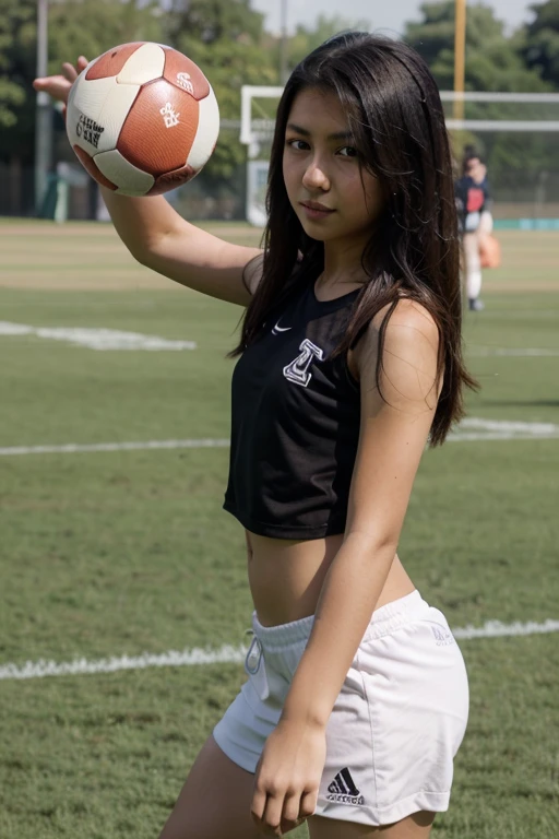 beautiful mature Indian college girl, nude, outside on track field, ((slim, petite)), photorealistic, photo, masterpiece, realistic, realism, photorealism, high contrast, photorealistic digital art trending on Artstation 8k HD high definition detailed realistic, detailed, skin texture, hy