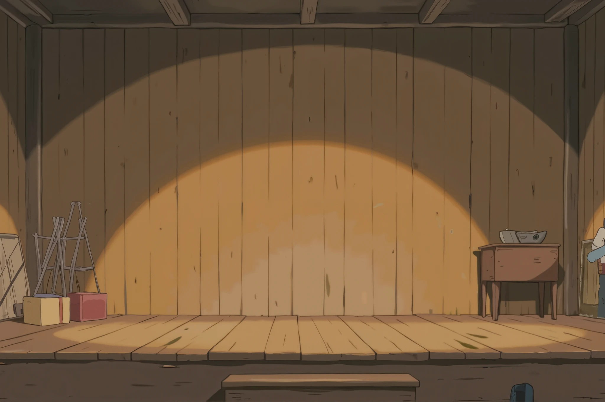 Party,on a warm and simple wooden stage,An unmanned stage
