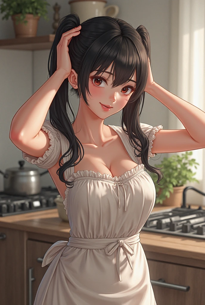 masterpiece, yor, 1girl, Bust A Cup, Amazing Cleavage:1.1, thin waist, big ass, Raised sexy, small breast: 1.1 posed cleavage:1.2、solo, looking at viewer, open mouth, have a cute grass of cute beergrass,black hair, dark green eyes, dress, bare shoulders, jewelry, collarbone, sidelocks, hairband, earrings, indoors, off shoulder, :o, sweater, arms behind back, plant, short hair with long locks, gild hairband, off-shoulder dress, sweater dress, off-shoulder sweater, red sweater, dark gord hair, big side hair, very long side hair,is rendered in (masterpiece: 1.2, best quality), with (ultra high resolution) and an exquisite (depth of field). This masterpiece is not only visually stunning but also tells,A scene of cooking in the kitchen